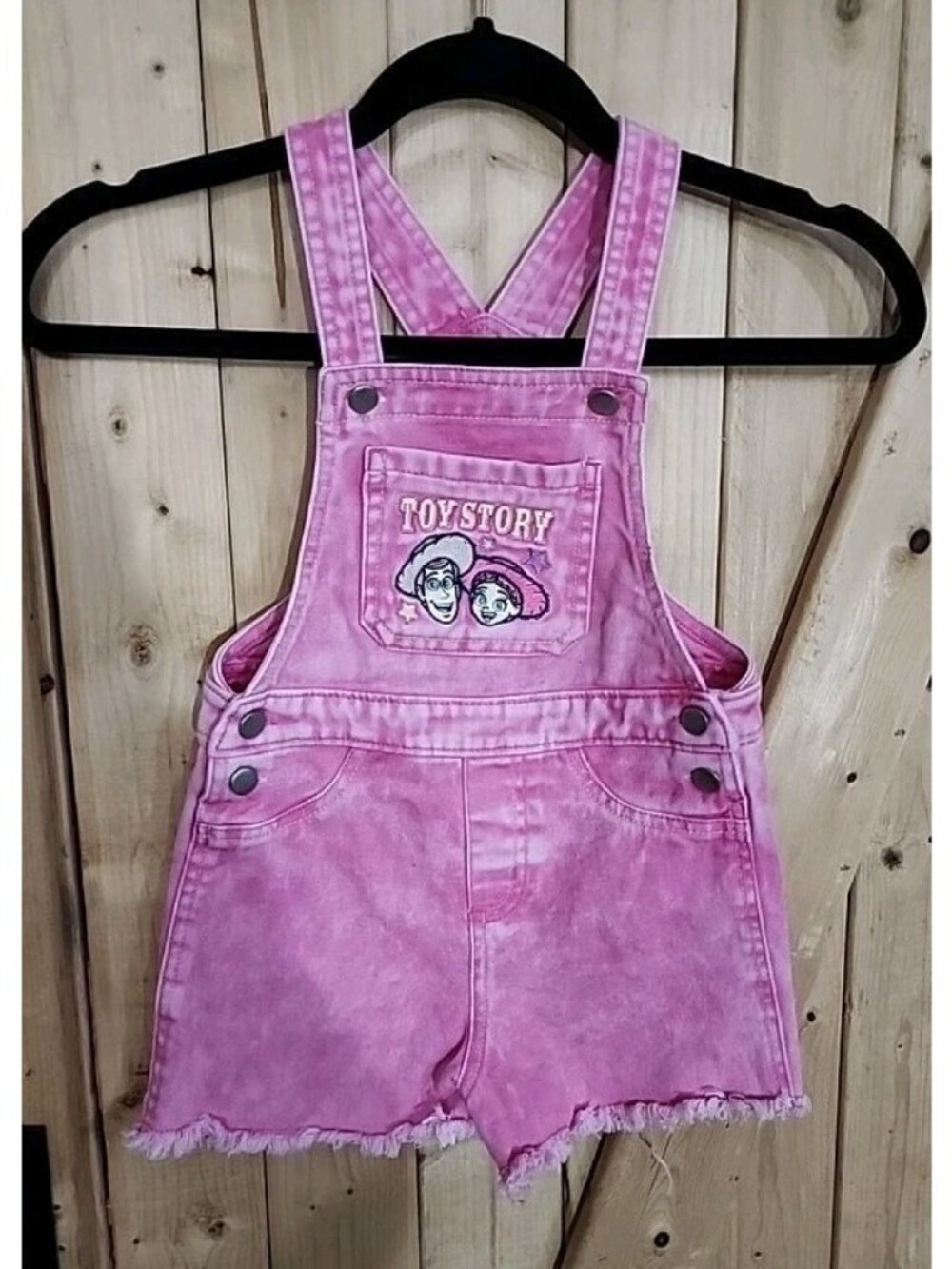 Disney Pixar Toy‎ Story Pink Denim Overalls Shorts Woody Jessie Embroidery 5t